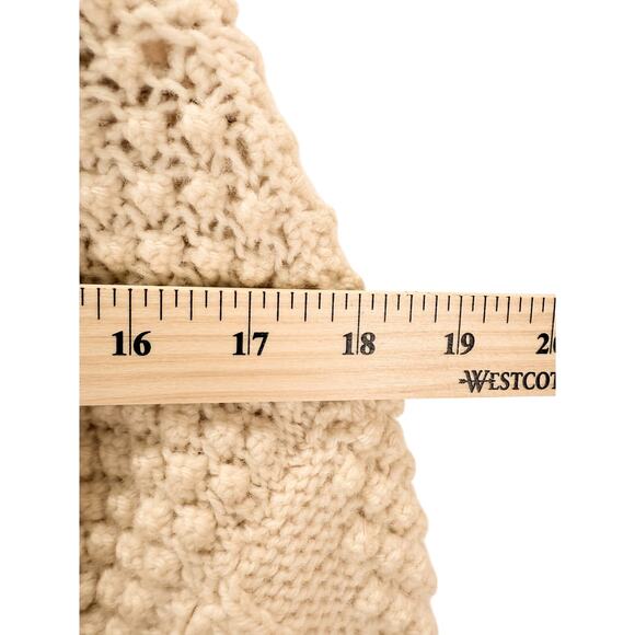 VTG Handmade Knit Cardigan Womens S Cream Fishermans Sweater Boho Cntry Cottage - Picture 5 of 8